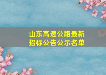 山东高速公路最新招标公告公示名单