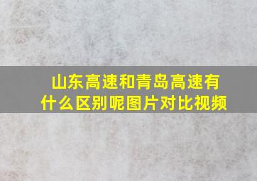 山东高速和青岛高速有什么区别呢图片对比视频