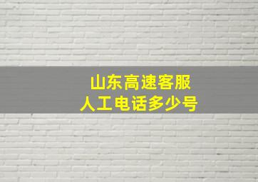 山东高速客服人工电话多少号