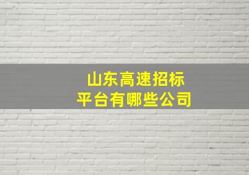 山东高速招标平台有哪些公司