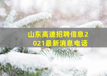 山东高速招聘信息2021最新消息电话