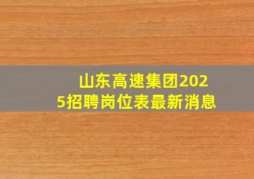 山东高速集团2025招聘岗位表最新消息