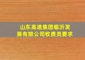 山东高速集团临沂发展有限公司收费员要求