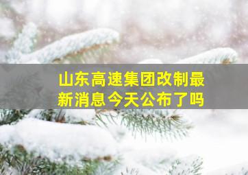 山东高速集团改制最新消息今天公布了吗