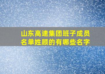 山东高速集团班子成员名单姓顾的有哪些名字