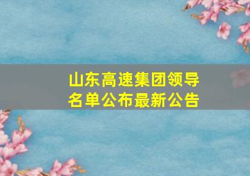 山东高速集团领导名单公布最新公告