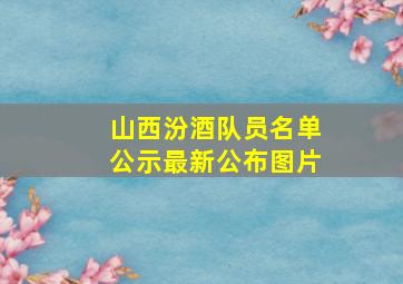 山西汾酒队员名单公示最新公布图片