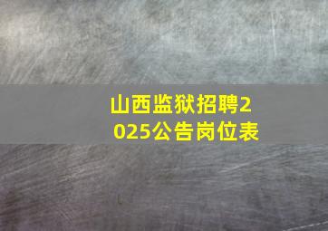 山西监狱招聘2025公告岗位表