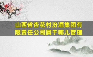 山西省杏花村汾酒集团有限责任公司属于哪儿管理