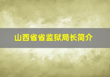 山西省省监狱局长简介