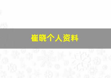 崔晓个人资料