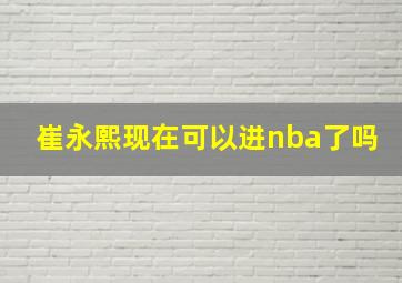 崔永熙现在可以进nba了吗