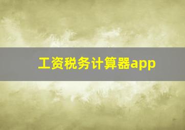 工资税务计算器app