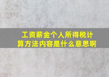 工资薪金个人所得税计算方法内容是什么意思啊