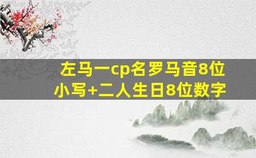 左马一cp名罗马音8位小写+二人生日8位数字