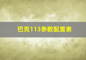 巴克113参数配置表