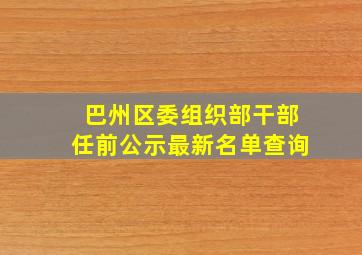 巴州区委组织部干部任前公示最新名单查询