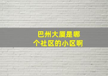 巴州大厦是哪个社区的小区啊