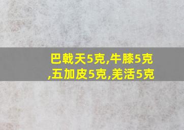 巴戟天5克,牛膝5克,五加皮5克,羌活5克