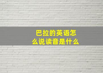 巴拉的英语怎么说读音是什么