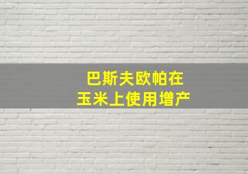 巴斯夫欧帕在玉米上使用增产