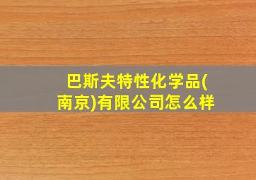 巴斯夫特性化学品(南京)有限公司怎么样