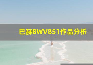 巴赫BWV851作品分析