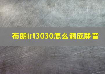 布朗irt3030怎么调成静音