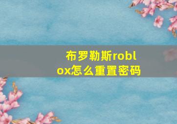 布罗勒斯roblox怎么重置密码