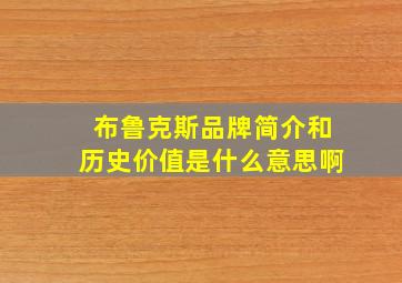 布鲁克斯品牌简介和历史价值是什么意思啊