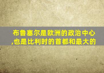 布鲁塞尔是欧洲的政治中心,也是比利时的首都和最大的