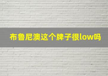 布鲁尼澳这个牌子很low吗