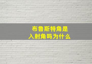 布鲁斯特角是入射角吗为什么