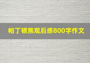 帕丁顿熊观后感800字作文