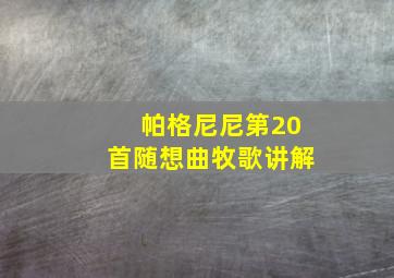 帕格尼尼第20首随想曲牧歌讲解