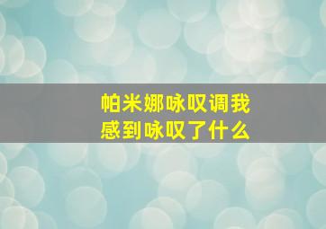 帕米娜咏叹调我感到咏叹了什么