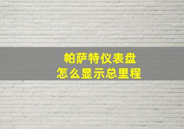 帕萨特仪表盘怎么显示总里程