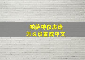 帕萨特仪表盘怎么设置成中文