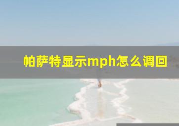 帕萨特显示mph怎么调回