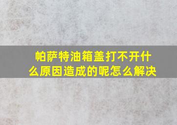 帕萨特油箱盖打不开什么原因造成的呢怎么解决