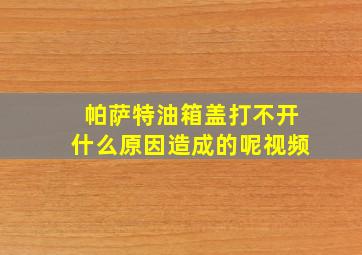 帕萨特油箱盖打不开什么原因造成的呢视频