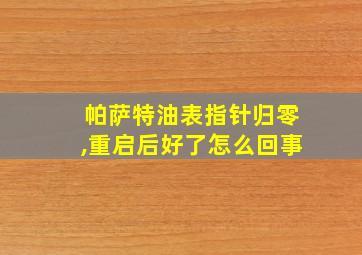 帕萨特油表指针归零,重启后好了怎么回事