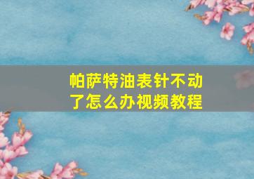 帕萨特油表针不动了怎么办视频教程