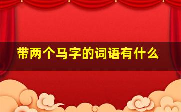 带两个马字的词语有什么