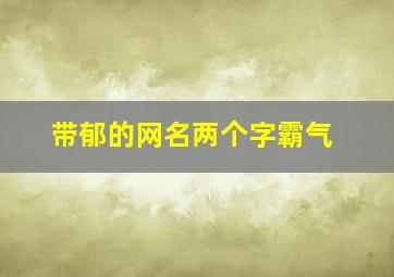 带郁的网名两个字霸气