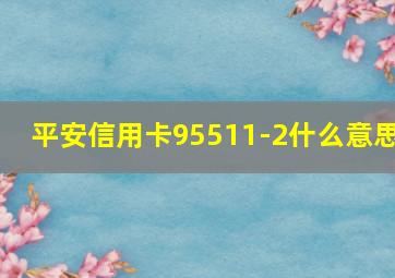 平安信用卡95511-2什么意思