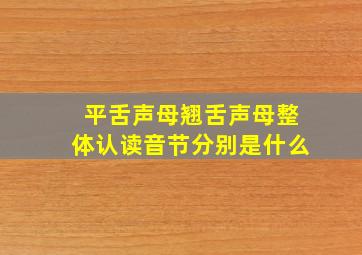 平舌声母翘舌声母整体认读音节分别是什么