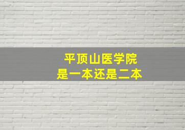 平顶山医学院是一本还是二本