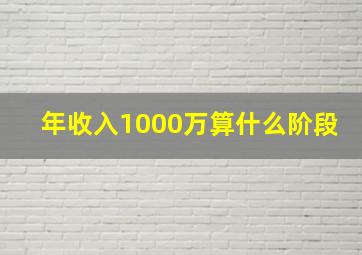 年收入1000万算什么阶段