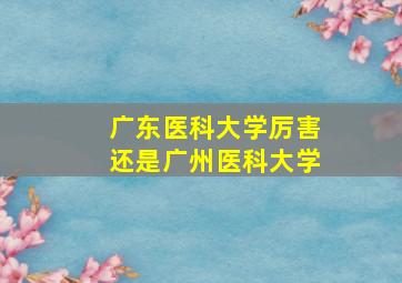 广东医科大学厉害还是广州医科大学